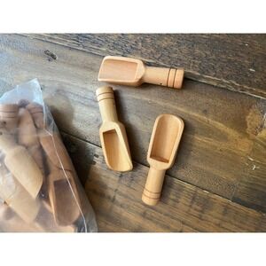 UNBRANDED Mini Wooden Scoops 30pc Set Kitchen Bath Salt 3 Inch Tan New Bulk